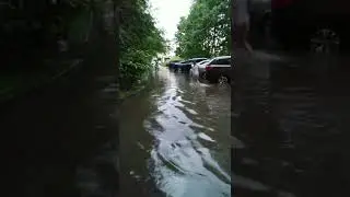 Потоп во дворе после дождя когда сливная канализация не работает