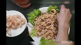 САЛАТ С МОРЕПРОДУКТОВ.  ЦАРСКИЙ САЛАТ.                 ОЧЕНЬ ВКУСНЫЙ.