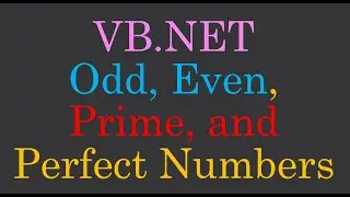 VB.NET Odd, Even, Prime, Perfect Number