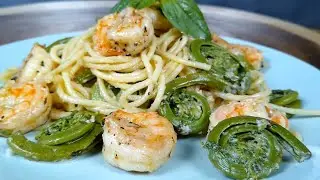 Shrimps and Fiddlehead Pasta | 