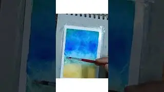 easy seascape drawing with water colour || beach painting easy