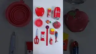hot red stationery items- pencil sharpener, table lamp, funny pen, magic cup, #craft #stationery