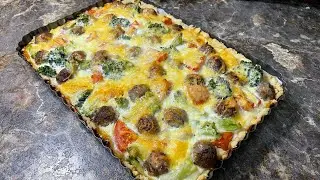 КИШ С ФРИКАДЕЛЬКАМИ қазақша рецепт. Өте оңай, әрі ерекше дәмді пирог