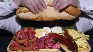 ||ASMR MUKBANG|| Onion Rings, French Fries and Sausages #neromasmr