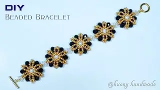 Flower jewelry tutorial. DIY flower beaded bracelet