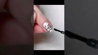 Draw kitten graffiti nail art 💅🏻