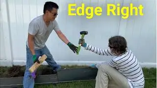 DIY non-dig Edge Right landscape edging installation to create a flower bed