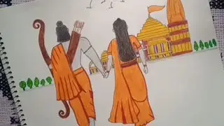 Ayodhya Ram Mandir Drawing # how to make shri RAM Mata Sita #sketch colors #RAM mandir 🙏🙏