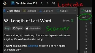 LeetCode: Length of Last Word in JAVA, using: methods, scanners, strings,  scanner::next, hasNext