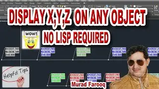 How display Easting, Northing and Elevation on any object or point without Lisp in AutoCAD & 3D