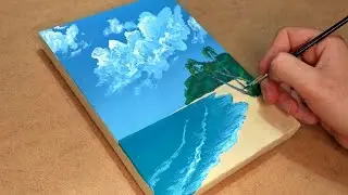 رسم بحر سهل بالالوان الاكريليك