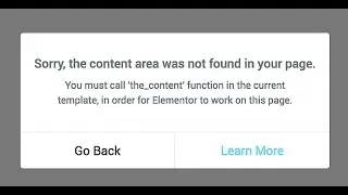 The content area has not been found on your page error (100% Fixed)