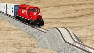 Trains vs Massive Speed Bump – BeamNG.Drive