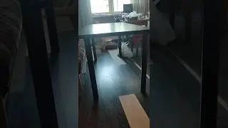 Простой обеденный стол из старой столешницы.