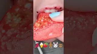 ASMR Satisfying Eating Emoji Foods 🍦🍓🐻 
