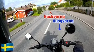 Riding a Husqvarna in Huskvarna