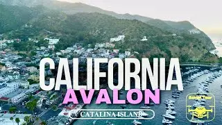 Aerial Views of Avalon, Catalina Island (California) at Sunset in 4K