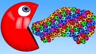 Learn Colors with PACMAN and 3D Car Soccer Ball for Kid Children