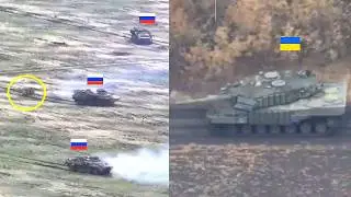 Leopard 2A4 tank faces Russian tanks alone, head-on