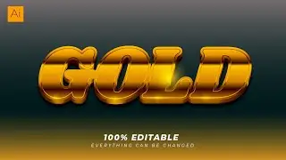 GOLD EDITABLE TEXT EFFECT speed art | Adobe illustrator