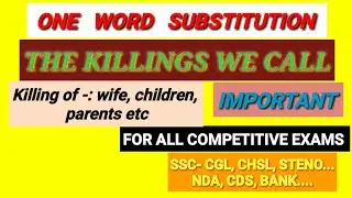 One word substitution|| Types of murders called|| #ssc #cgl #nda #english
