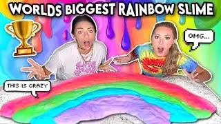 Making the Worlds Largest RAINBOW SLIME with PURPLESTARS02!! *you won't believe this...*