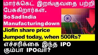 Why Jio fin share jumped 8% | India manufacturing growth slow | Bajajfinance share Gala IPO GMP