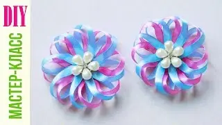 BROOCH - Daisy of narrow ribbon  / DIY NataliDoma
