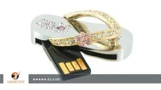 Aarntech （Tm） Crystal Diamond Slipper Jewelry USB Flash Drive with Necklace:32 Gb (Gold) |