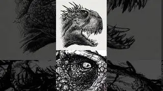 Super Detailed SCORPIUS REX Head in INK #shorts