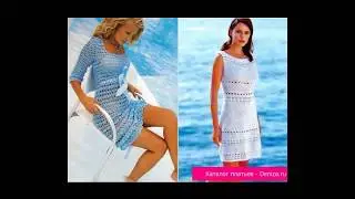 Летние вязаные платья спицами и крючком