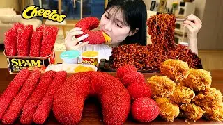 ASMR MUKBANG| 직접 만든 치토스 치킨 치즈스틱 핫도그 짜파게티 먹방 & 레시피 CHEETOS CHICKEN AND BLACK BEAN NOODLES EATING