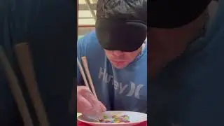 Most M&Ms eaten blindfolded in 1 minute using chopsticks #shorts