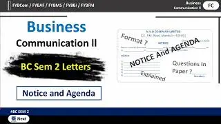 Notice and Agenda Writing | Format of Notice and Agenda writing | Fybaf business communication