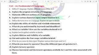 MODEL QUESTIONS II 3RD SEMESTER - CSE II ALL PAPER