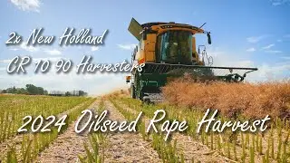 2024 Oilseed Rape harvest with 2 New Holland CR 10 90 harvesters at Ashburton, NZ