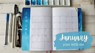 January 2022 Bullet Journal Plan With Me - Blue Ombre