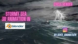 Thunderstorm sea scene in blender | Sea 3d CG animation