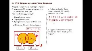 Ex 17H Probabilities from Venn Diagrams