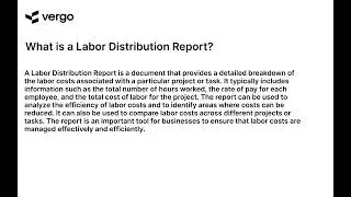 Understanding Labor Distribution Reports