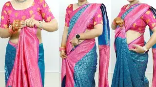 New designer jacquard banarasi silk saree draping perfectly | beginners saree draping tutorial
