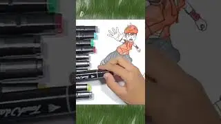 Menggambar dan mewarnai karakter kartun Boboiboy elemen daun, part 2 #shorts  #drawing