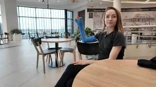 Spend a day with girl and her extreme Extended thumb spica cast - fiber