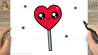 How to Draw a Cute Love Lollipop Easy for Kids and Toddlers