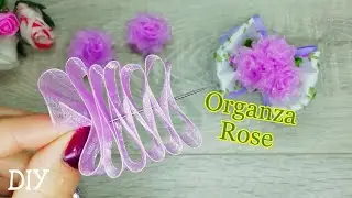 Ribbon Roses🌹Бантики с розами из органзы Легко и быстро МК КАНЗАШИ DIY Organza rose