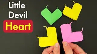 Origami Little Devil Heart/ Halloween Heart/ Fun & Easy Paper Craft
