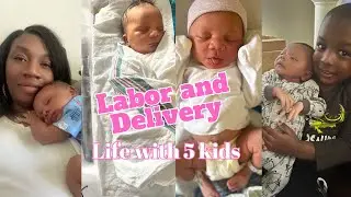 Mukbang | Baby boy is here! Labor and Delivery story + Life with 5 Kids!