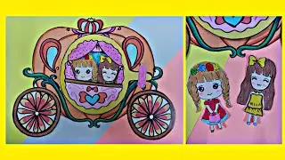 DIY/how to make a pumpkin carriage for paper dolls/как сделать карету из тыквы для бумажных кукол
