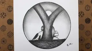 How to Draw Easy Pencil Drawing Landscape And Picture Of A Man And A Woman With Their Backs