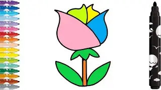 How to draw and color a flower. Coloring for children.